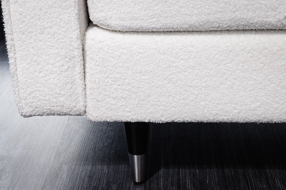 Design 3-Sitzer Sofa COZY 220cm weiß Bouclé Federkern