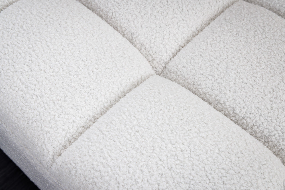 Design 3-Sitzer Sofa COZY 220cm weiß Bouclé Federkern