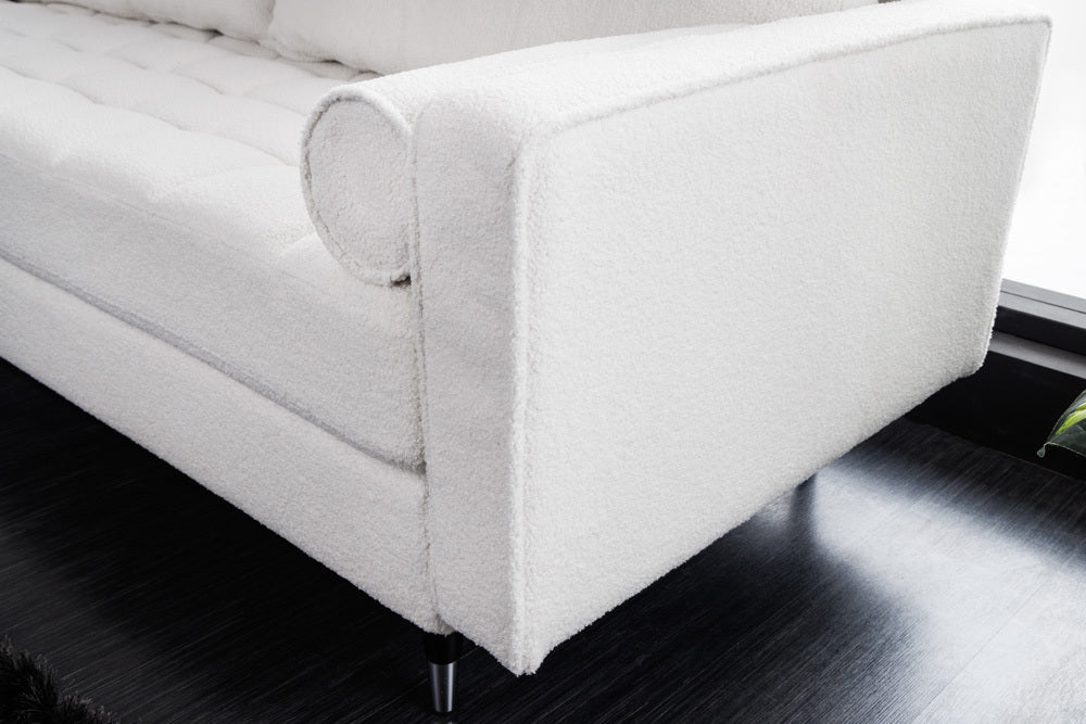 Design 3-Sitzer Sofa COZY 220cm weiß Bouclé Federkern