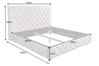 PARIS Design Boxbett 180x200cm beige Leinen Chesterfield Doppelbett