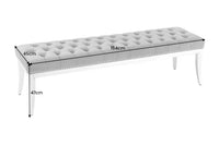 CASTLE DELUXE Design Sitzbank 165cm grau Samt silber Edelstahl Löwenkopf