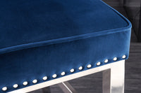 CASTLE DELUXE Design Barhocker Samt silber Edelstahl Chesterfield