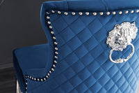 CASTLE DELUXE Design Barhocker Samt silber Edelstahl Chesterfield
