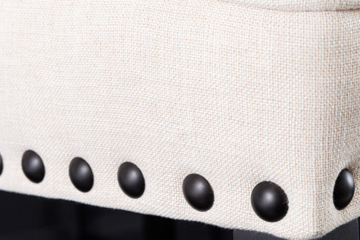 CASTLE Design Barhocker beige schwarz Strukturstoff Holzfüße Chesterfield