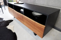 ORGANIC ARTWORK Industrial design TV board 140cm solid acacia wood iron frame