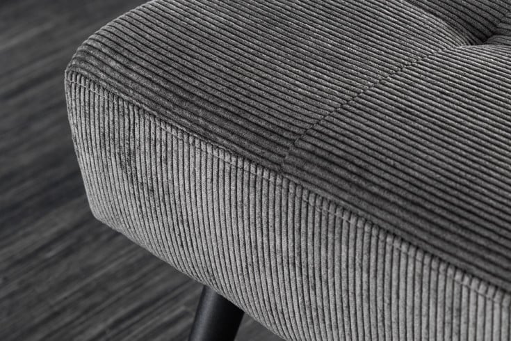 BOUTIQUE Design Sitzbank 100cm dunkelgrau Cord schwarze Metallbeine