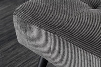BOUTIQUE Design Sitzbank 100cm dunkelgrau Cord schwarze Metallbeine