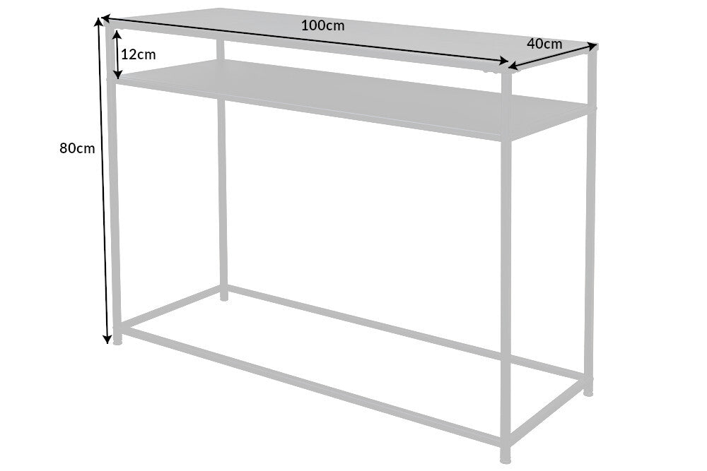 DURA STEEL Industrial console table 100cm black with two shelves