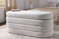 VOGUE Extravagante Polsterbank 115cm creme weiß Bouclé Sitzbank mit Stauraum