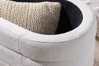 VOGUE Extravagante Polsterbank 115cm creme weiß Bouclé Sitzbank mit Stauraum