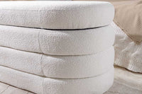 VOGUE Extravagante Polsterbank 115cm creme weiß Bouclé Sitzbank mit Stauraum