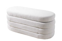 VOGUE Extravagante Polsterbank 115cm creme weiß Bouclé Sitzbank mit Stauraum