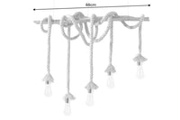 Maritime Hängeleuchte SEVEN SEAS II 90cm Massivholz Seil Lampe 5 Leuchten