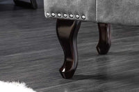 CHESTERFIELD Design Sitzhocker 80cm grau Samt Knopfheftung Nietenbesatz
