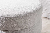 VOGUE Runder Hocker 50cm creme weiß Bouclé Polsterhocker mit Stauraum