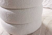 VOGUE Runder Hocker 50cm creme weiß Bouclé Polsterhocker mit Stauraum