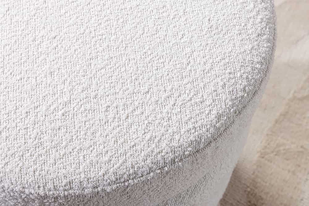 VOGUE Runder Hocker 50cm creme weiß Bouclé Polsterhocker mit Stauraum
