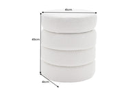 VOGUE Runder Hocker 50cm creme weiß Bouclé Polsterhocker mit Stauraum