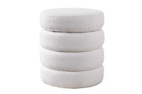 VOGUE Runder Hocker 50cm creme weiß Bouclé Polsterhocker mit Stauraum