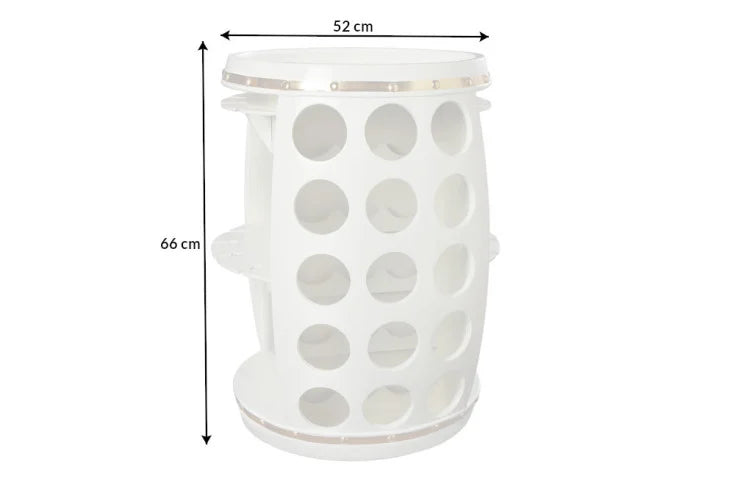 BODEGA WHITE Design Weinfass 70cm weiß gold Pinie Flaschen Gläseraufhängung