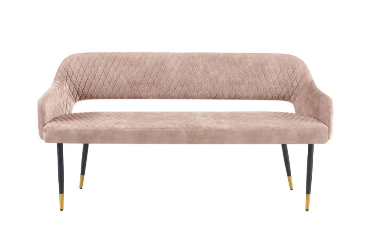 PARIS Design Sitzbank 160cm senfgelb Samt Retro Rückenlehne