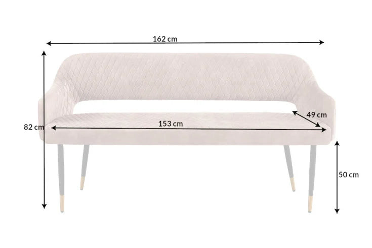 PARIS Design Sitzbank 160cm senfgelb Samt Retro Rückenlehne