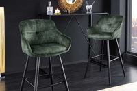 EUPHORIA Design Barhocker Samt schwarze Metallbeine Barstuhl mit Lehne