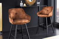 EUPHORIA Design Barhocker Samt schwarze Metallbeine Barstuhl mit Lehne