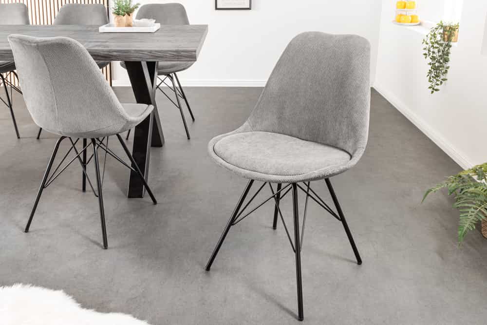 SCANDINAVIA MEISTERSTÜCK Design Stuhl Cord schwarz Metall-Gestell