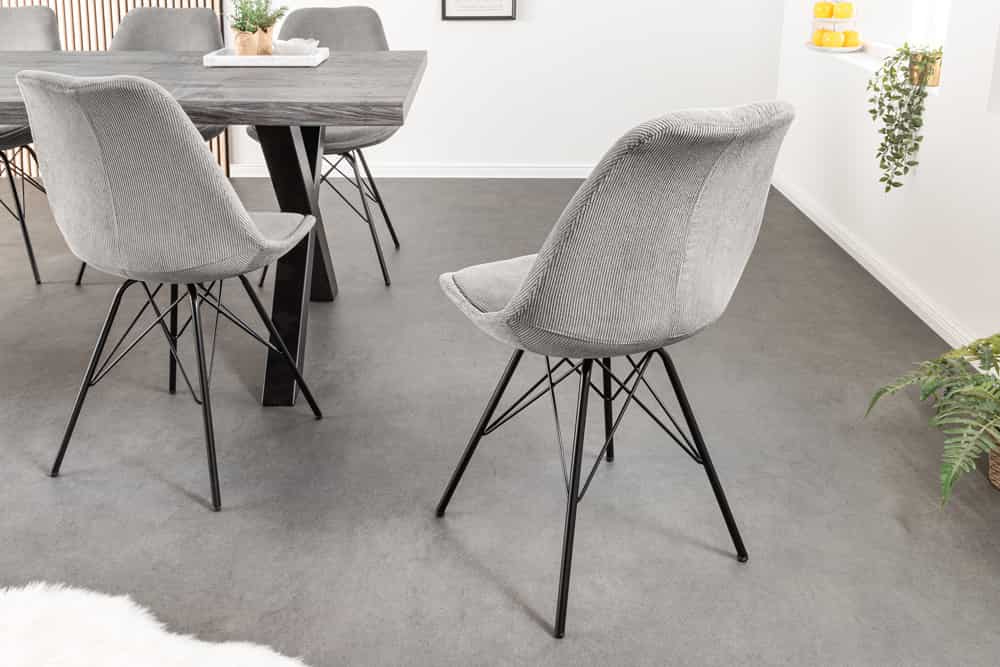 SCANDINAVIA MEISTERSTÜCK Design Stuhl Cord schwarz Metall-Gestell
