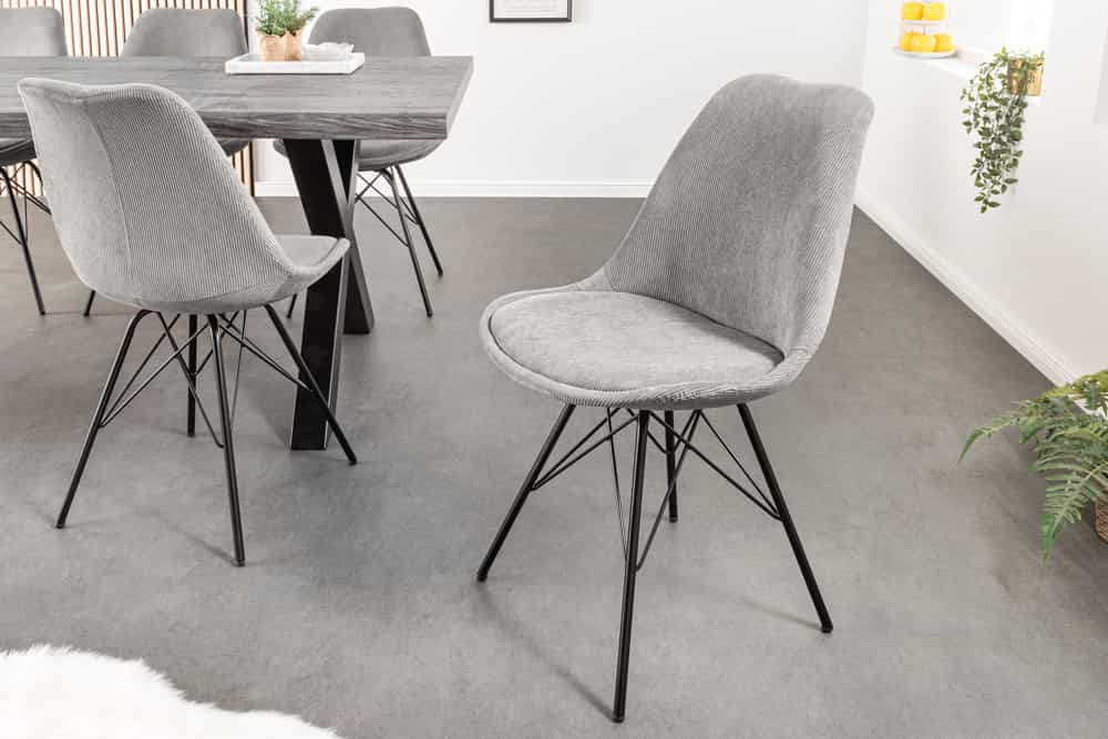 SCANDINAVIA MEISTERSTÜCK Design Stuhl Cord schwarz Metall-Gestell