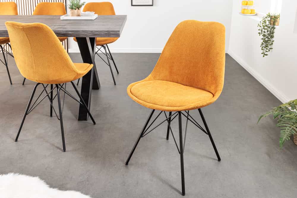 SCANDINAVIA MEISTERSTÜCK Design Stuhl Cord schwarz Metall-Gestell