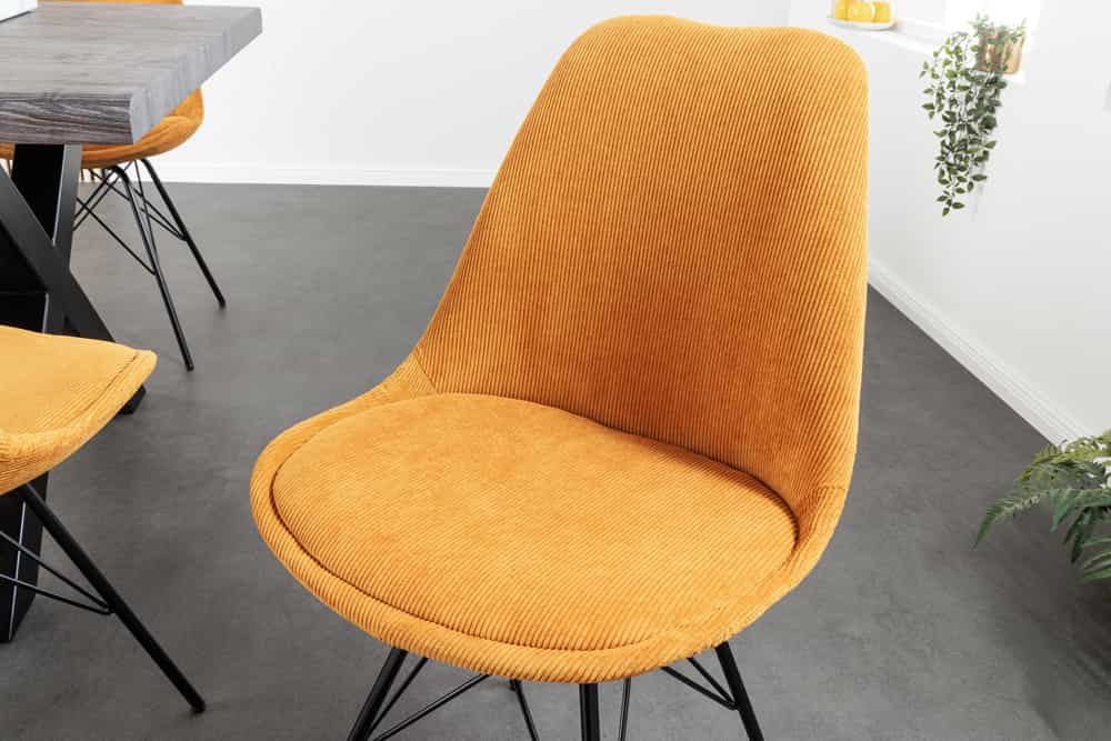 SCANDINAVIA MEISTERSTÜCK Design Stuhl Cord schwarz Metall-Gestell