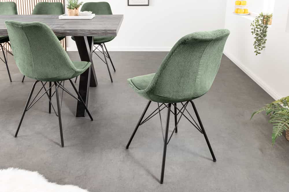 SCANDINAVIA MEISTERSTÜCK Design Stuhl Cord schwarz Metall-Gestell