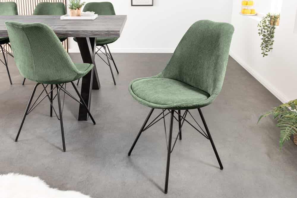 SCANDINAVIA MEISTERSTÜCK Design Stuhl Cord schwarz Metall-Gestell
