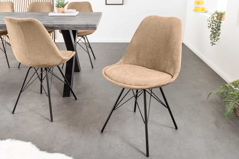 SCANDINAVIA MEISTERSTÜCK Design Stuhl Cord schwarz Metall-Gestell