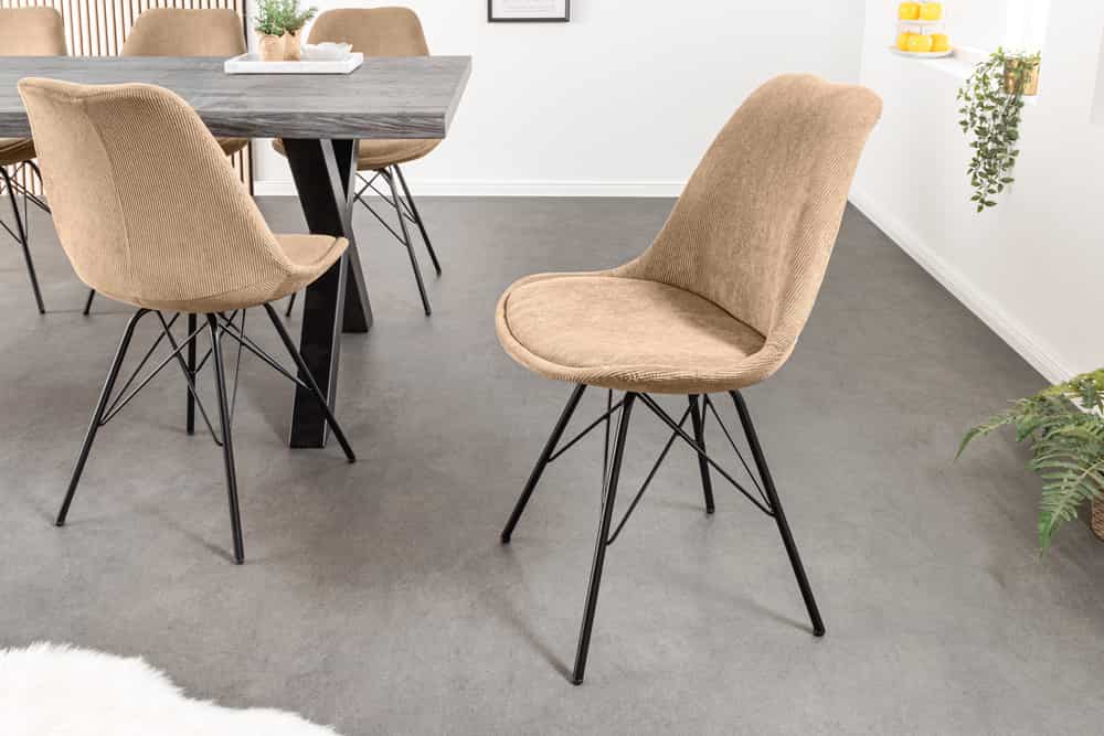 SCANDINAVIA MEISTERSTÜCK Design Stuhl Cord schwarz Metall-Gestell