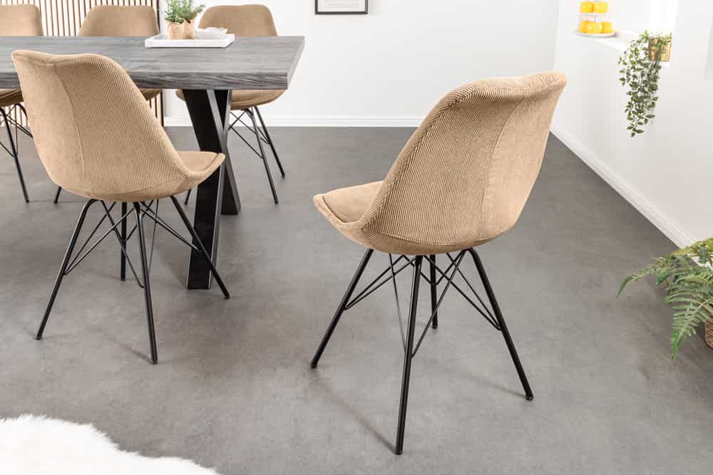 SCANDINAVIA MEISTERSTÜCK Design Stuhl Cord schwarz Metall-Gestell