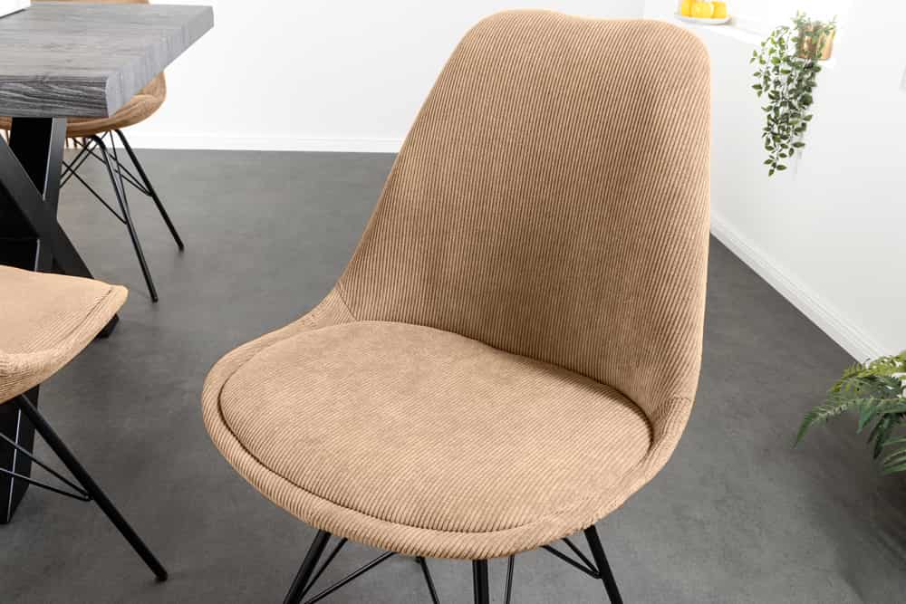 SCANDINAVIA MEISTERSTÜCK Design Stuhl Cord schwarz Metall-Gestell