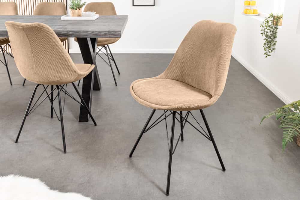 SCANDINAVIA MEISTERSTÜCK Design Stuhl Cord schwarz Metall-Gestell