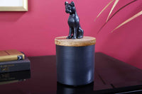 PANTHER Design Dose 20cm natur Mangoholz Panther-Figur Metall Dekoration