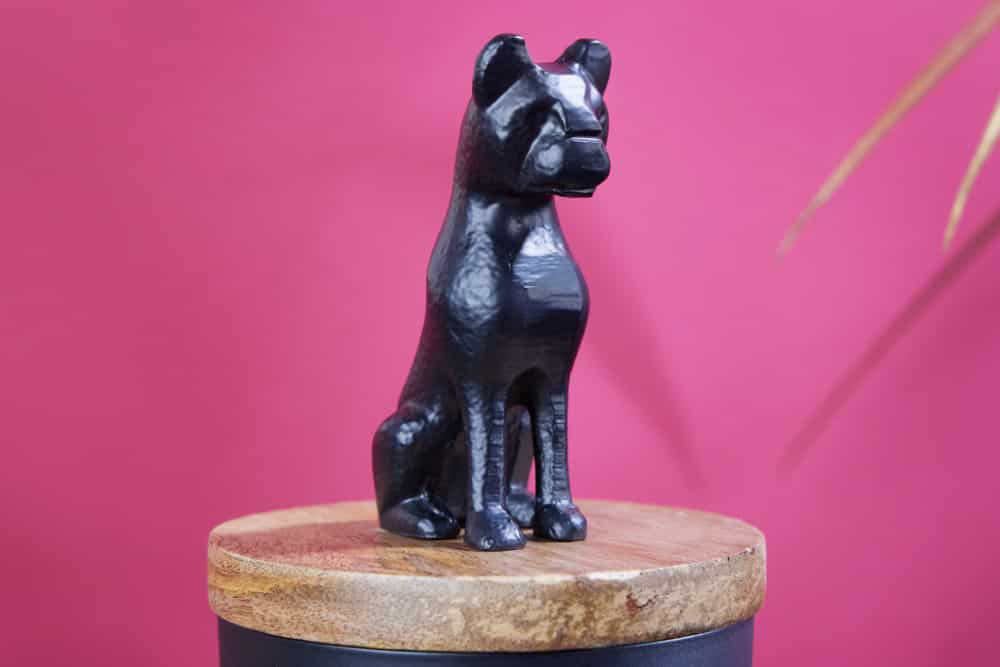 PANTHER Design Dose 20cm natur Mangoholz Panther-Figur Metall Dekoration
