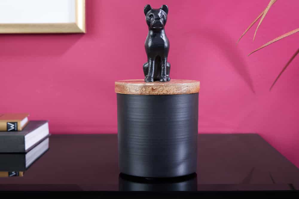 PANTHER Design Dose 20cm natur Mangoholz Panther-Figur Metall Dekoration