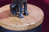 PANTHER Design Dose 20cm natur Mangoholz Panther-Figur Metall Dekoration