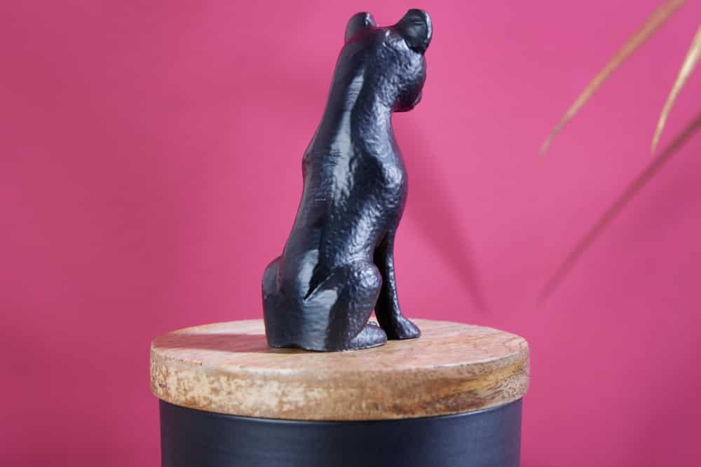 PANTHER Design Dose 20cm natur Mangoholz Panther-Figur Metall Dekoration