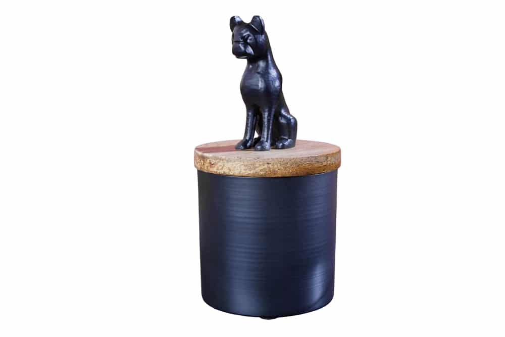 PANTHER Design Dose 20cm natur Mangoholz Panther-Figur Metall Dekoration