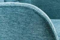 Moderner Sessel SCANDINAVIA blau Strukturstoff Massivholz-Beine mit Armlehnen