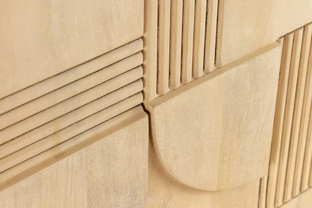 ART DECO Design Barschrank 140cm weiß gekälkt Mangoholz 3D-Front
