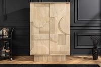 ART DECO Design Barschrank 140cm weiß gekälkt Mangoholz 3D-Front