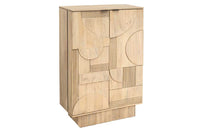 ART DECO Design Barschrank 140cm weiß gekälkt Mangoholz 3D-Front
